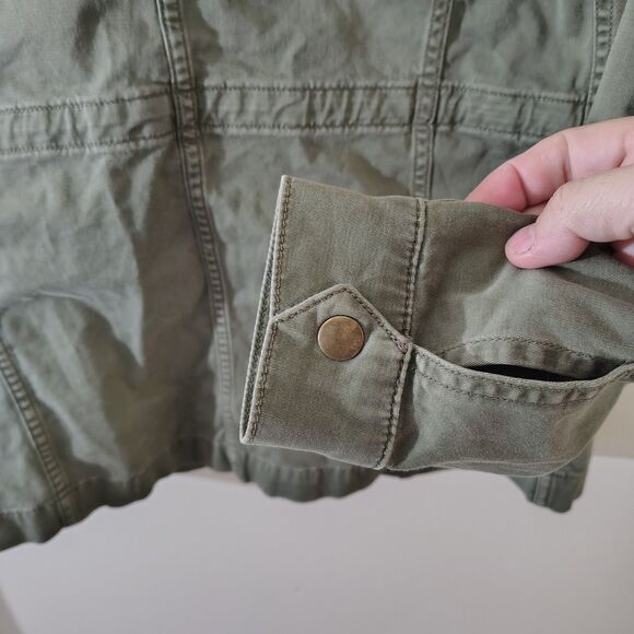 Lucky Brand Jacket Women’s SMall Green Military Utility Cargo Full Zip Button - Picture 8 of 9